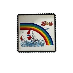 Florida Rainbow and Sailboats Trivet VTG